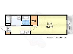 リヴェール蛍池 1Kの間取図画像