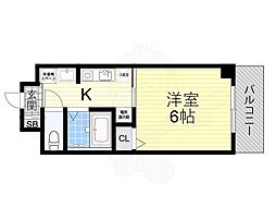グラン・パシフィック上新庄 1Kの間取図画像