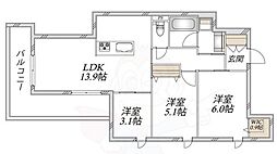 (仮称)豊中市中桜塚2丁目ヘーベルメゾン 3LDKの間取図画像