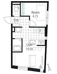 オーキッド尾山台 1LDKの間取図画像