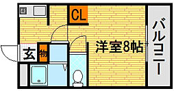 D-resoot 1階ワンルームの間取り