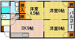 横山ビル 1階3DKの間取り