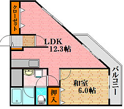 ユニテタワラ 5階1LDKの間取り