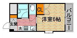パール大宮 4階1Kの間取り