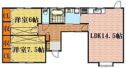 JR可部線 大町駅 徒歩11分の賃貸テラスハウス 1階2LDKの間取り