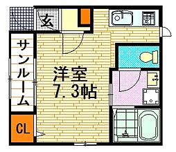 フェア　レジデンス 1階1Kの間取り