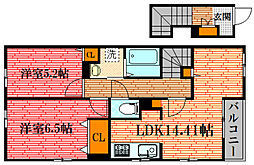 ウッドスプリング有田 2階2LDKの間取り
