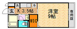 グランモア西風 1階1Kの間取り