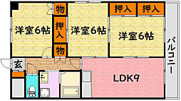 東酒屋マンション 4階3LDKの間取り