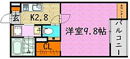Agathon1636 1Kの間取図画像