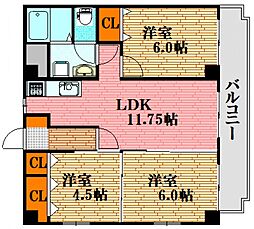 ユニテタワラ 3LDKの間取図画像