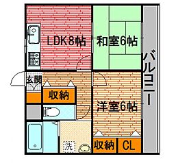コーポ103 2LDKの間取図画像