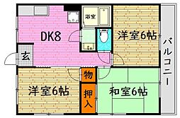 コーポ熊本 3DKの間取図画像