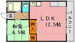 石本ビル 4階1LDKの間取り