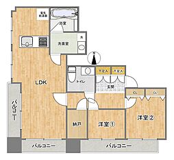 ユニ船場 2SLDKの間取図画像