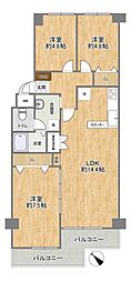 エバーグリーン神戸ポートアイランド1号棟 3LDKの間取図画像
