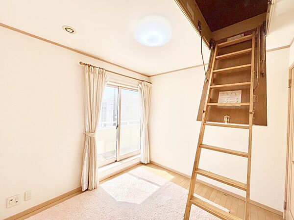小屋裏収納付きの洋室！季節の品や趣味の品などスッキリ収納できますね