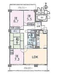 船橋山手スカイハイツ 4LDKの間取図画像