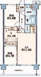 アンベリール八千代大和田ステーション・テラス 2LDKの間取図画像