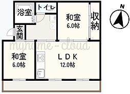 西小中台住宅35号棟 2LDKの間取図画像