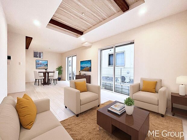 ご家族の賑やかな話し声で包まれる明るいリビング  ※家具はCGです