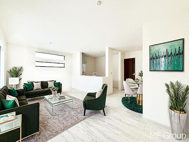 落ち着いた雰囲気のＬＤＫは家族みんなの快適空間　※家具はCGです