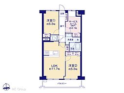 ライオンズマンション船橋第5 2SLDKの間取図画像