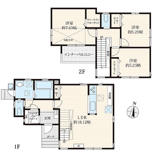 間取り[建]90.05m2[土]115.38m2[間]3LDK[築]2024-01築