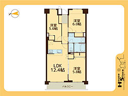 サンライフ東川口 3LDKの間取図画像