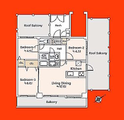 ダイアパレス広尾公園 3LDKの間取図画像