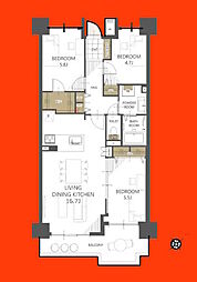 おゆみ野ハイムC館 3LDKの間取図画像