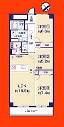 市川本八幡マンション 3LDKの間取図画像