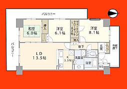 プレシオ南ユーカリが丘 3LDKの間取図画像