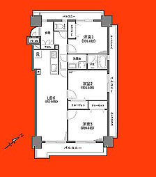 エレガントライフ松戸 3LDKの間取図画像