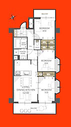 ライオンズマンション松戸六高台 3LDKの間取図画像