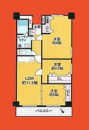 ファミール南常盤平 3LDKの間取図画像