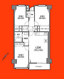サザンコーポラスA棟 3LDKの間取図画像