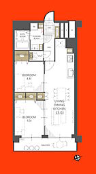 マンション第八松戸 2LDKの間取図画像