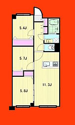 新松戸南パークハウスA棟 3LDKの間取図画像