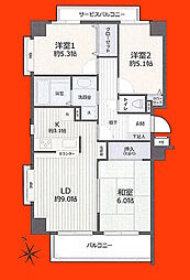 エクセレント勝田台コート 3LDKの間取図画像