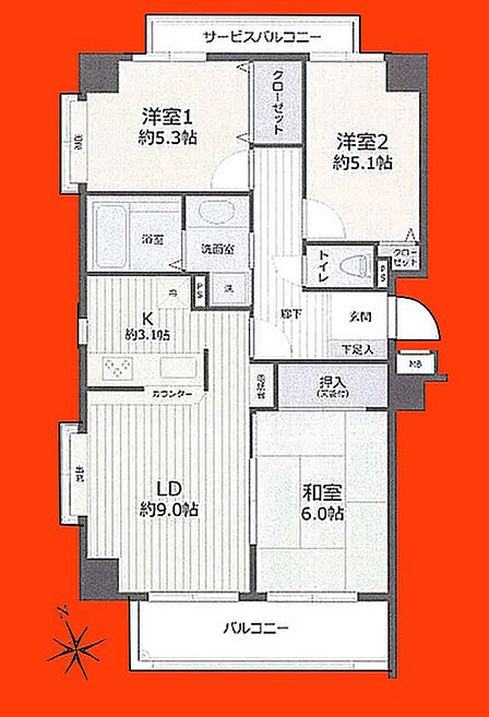 3LDK 間取り