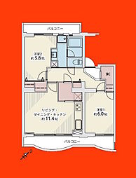 ハイタウン塩浜第一住宅 2LDKの間取図画像