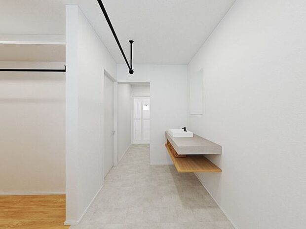 脱衣室とは別にランドリールームがあり、部屋干ししてそのままウォークインクローゼットへ収納していただけます♪