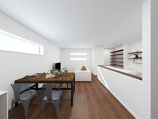 地中熱式オリジナル換気システムで計画換気しているので、レンジフードがなくても、ニオイもせず面倒なお掃除要らず♪