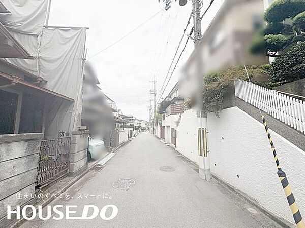 前面道路の様子。車の出し入れもしやすい立地です。