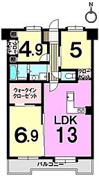 アムール板付7 3LDKの間取図画像