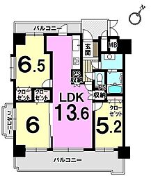 アンピール箱崎東 3LDKの間取図画像