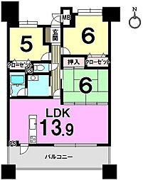 エイルマンション宇美2 3LDKの間取図画像