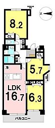 ドムール南生駒 3LDKの間取図画像