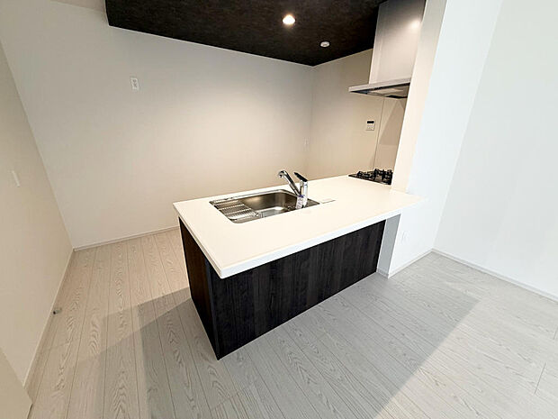 ☆大型のシステムキッチン☆対面式ですので家族と会話しながら楽しくクッキング！！